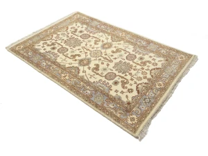 Muted Cream Floral 4X6 Oushak Chobi Oriental Rug