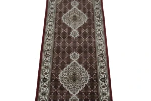 Red Floral Geometric 3X9 Tabriz Fish Mahi Oriental Runner Rug