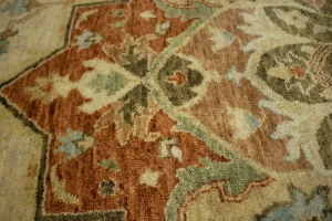 Cream & Rust Orange Traditional 6X9 Heriz Serapi Oriental Rug