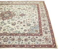 Vintage Cream Traditional 9X12 Isfahan Persian Rug