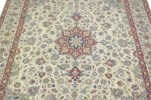 Vintage Cream Traditional 9X12 Isfahan Persian Rug