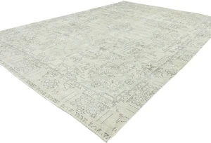 Antique Muted Beige Floral 8'7X12'5 Distressed Vintage Oriental Rug