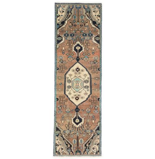 Semi Antique Rusty Beige Tribal 2'5X7'9 Hamedan Persian Runner Rug