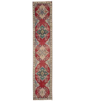 Vintage Red Traditional 2'5X12'1 Tabriz Persian Runner Rug